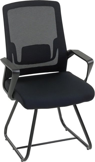HOMCOM Besucherstuhl mit Armlehnen aus Netzstoff in Schwarz, B/T/H: 56 x 57 x 97 cm - Bild 1