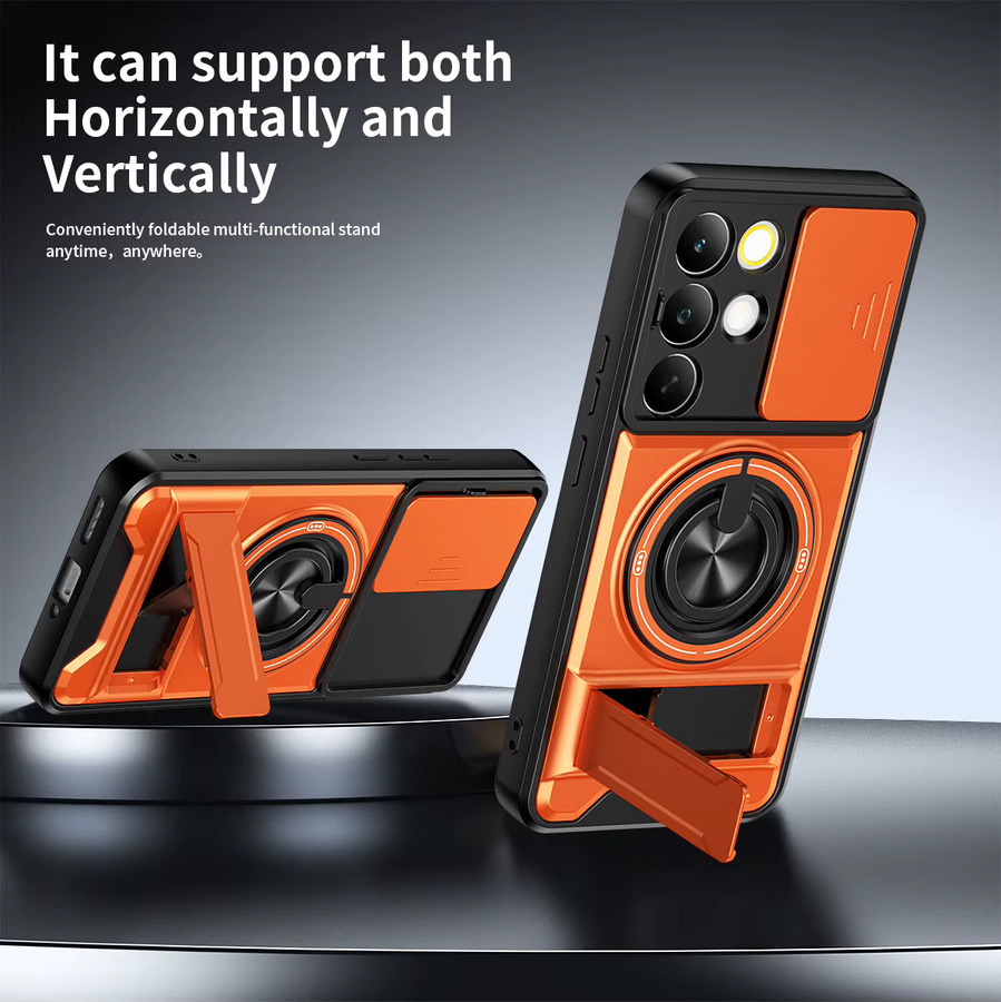 RIGTFKY Stoßfeste Panzer-Handyhülle für Realme 16 15 14 Pro C71 C51 C53 C55 C61 C63 C85 C67 mit Ständer und magnetischer Abdeckung in Orange - Bild 2