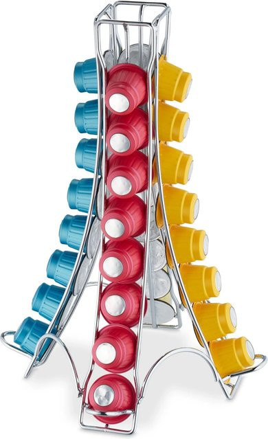 Relaxdays Kapselhalter aus Eisen in Silber für 32 Kapseln, B: 30 cm, T: 21,5 cm, H: 21,5 cm - Bild 1