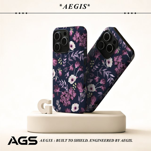 Potdemiel Nocturnal Floral Elegance Handyhülle mit Magnetfunktion für iPhone 17 16 15 14 Pro Max Plus, Double-Layer Tough Case, Multicolour - Bild 1