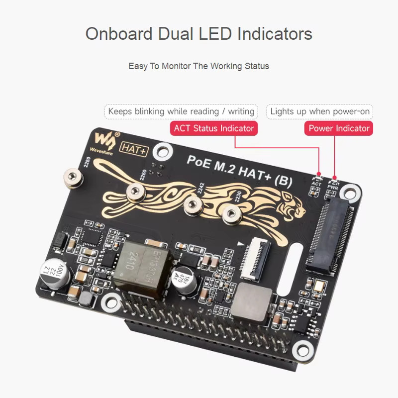Raspberry Pi 5 PCIe zu M.2 mit PoE HAT (B) für NVMe SSD in Schwarz - Bild 2