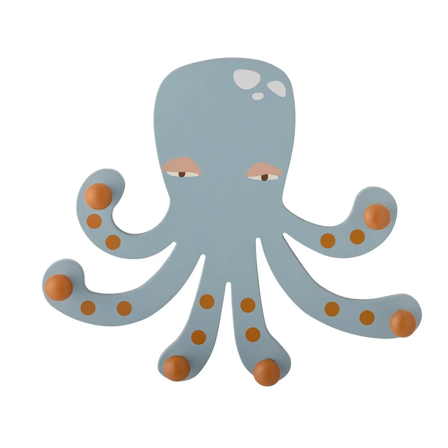 Bloomingville Mini Oswall Garderobe aus Holz in Blau mit Oktopus-Design - Bild 1