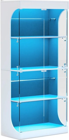 PXloue Glasvitrine Weiß mit LED-Beleuchtung und Sensor-Schalter, B/T/H: 80 x 35 x 165 cm