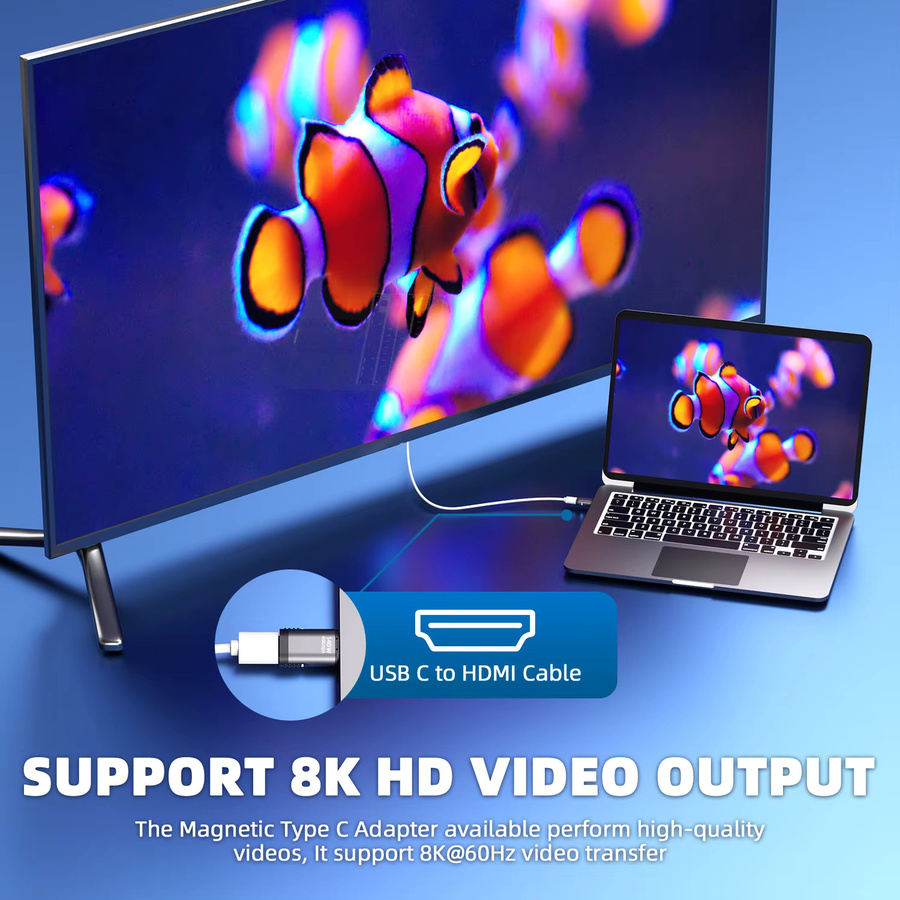FONKEN Magnetischer USB-C-Adapter für MacBook Pro und Air, USB 4.0 Typ-C Konverter mit 140W PD Schnellladung, 40Gbps Datenübertragung und 8K@60Hz Unterstützung - Bild 4