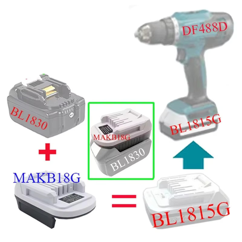 Makita Makb18g Adapter zur Konvertierung von 18V Li-Ion Akkus für Makita G-Serie Akku-Elektrowerkzeuge BL1815G BL1813G - Bild 2