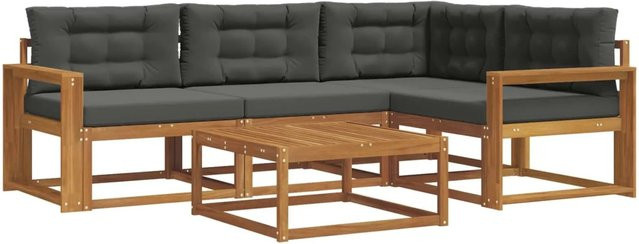 vidaXL Outdoor-Sofagarnitur aus Akazienholz in L-Form mit Kissen, 5-teilig, Anthrazit - Bild 1