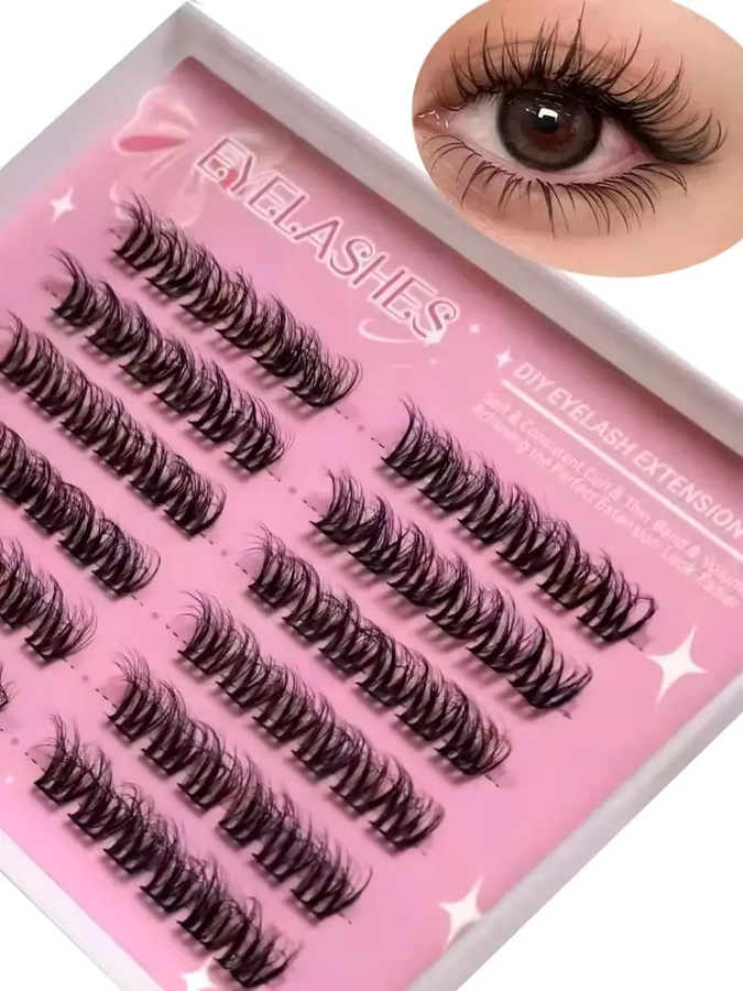 AMSDCN Künstliche Wimpern, 10 Reihen, schwarz, Unisex - Bild 6
