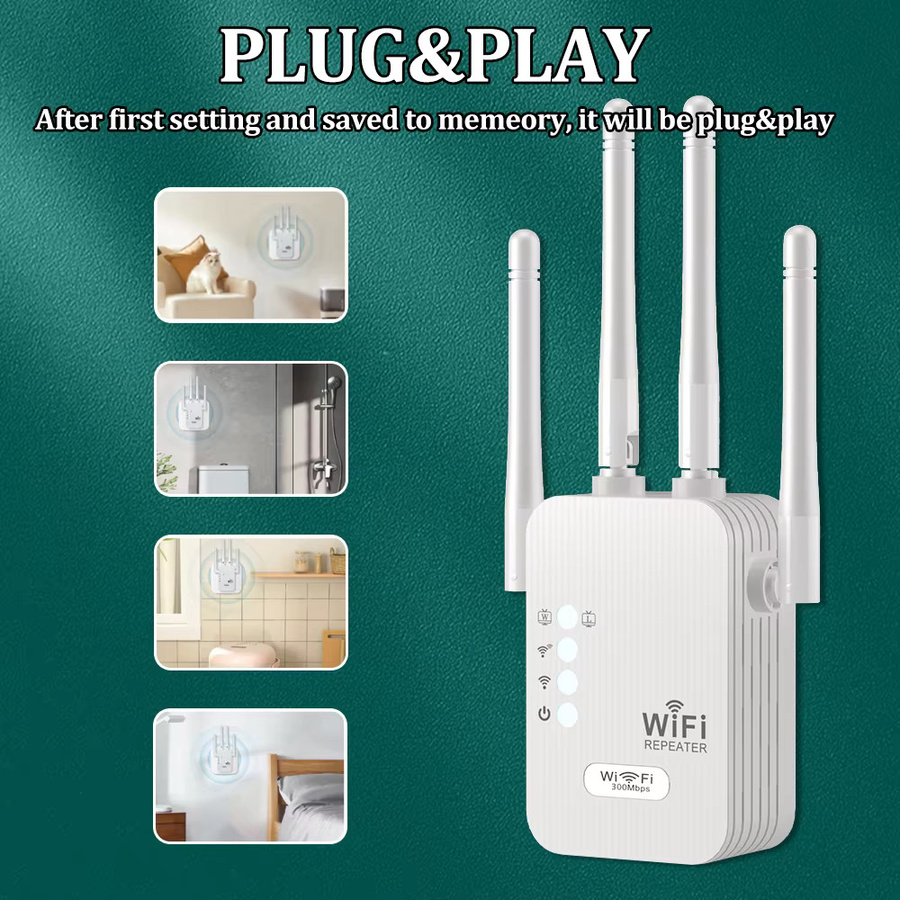 OPTFOCUS WiFi Repeater 300Mbps 2,4G Single Band Signal Booster in Weiß - Bild 6