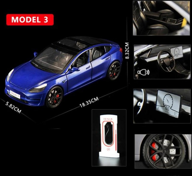 LYZRC Tesla Modellauto Sportwagen 1:24 mit Licht und Ton blau - Bild 1