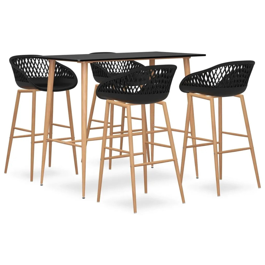 vidaXL 5-tlg. Bar-Set Schwarz Modell 16 mit Tisch und Stühlen für Bars, Pubs und Restaurants - Bild 2