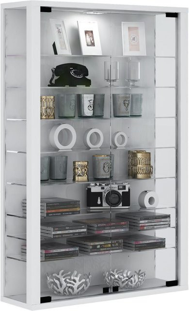 VCM Wandvitrine Vitrosa Mini in Weiß mit ESG-Sicherheitsglas und Glasfronten, H x B x T: 90 x 59 x 18 cm - Bild 1