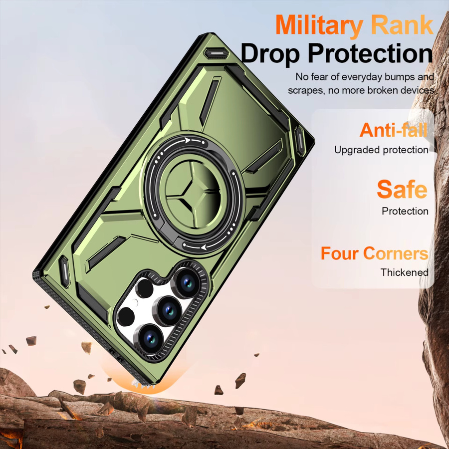 Magnetische 360 Grad drehbare Ringständer Schutzhülle für Samsung Galaxy S26 S25 S24 S23 S22 Ultra Plus in Purple und Green mit Vier-Ecken-Stoßschutz - Bild 2