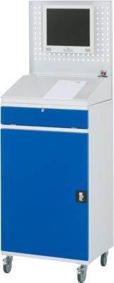 Rau Computerschrank 61 mobil aus Stahlblech mit Tastaturfach und Rollen, Lichtgrau/Enzianblau, B: 65 cm, T: 52 cm, H: 189,5 cm - Bild 2