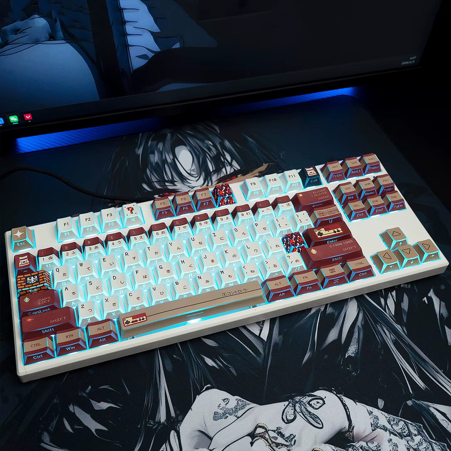 Venit Keys Japanische Retro-Tastenkappen im Cherry-Profil aus PBT mit seitlichem Aufdruck und transparentem Design für mechanische MX-Tastaturen - Bild 2