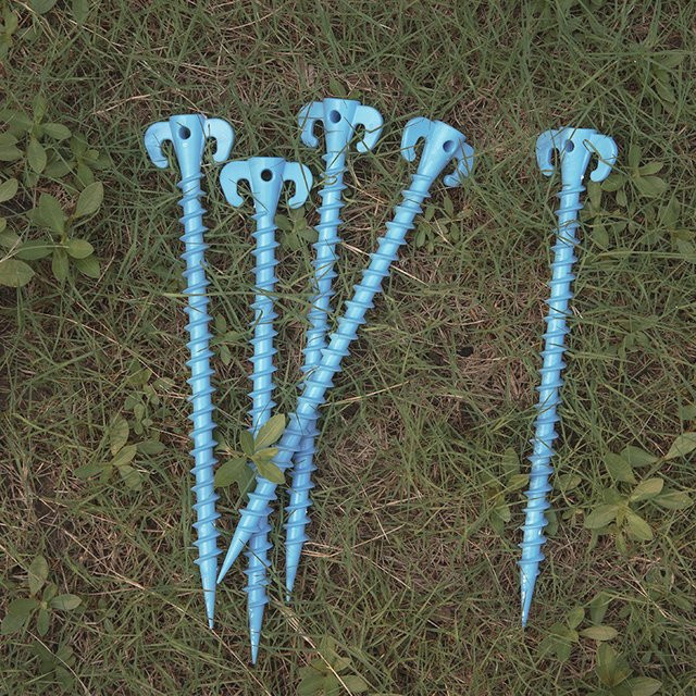 KOTUDENAVY Schafhorn-Spiral-Zeltnägel aus Kunststoff in Blau, 28 cm Outdoor-Camping-Zeltheringe und Schraubpfähle - Bild 1