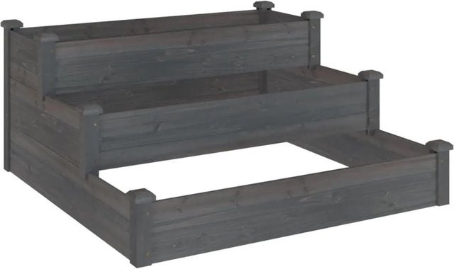 vidaXL Hochbeet aus Massivholz Tanne in Grau, B/T/H: 120 x 120 x 56 cm - Bild 1