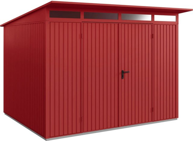Hörmann Gerätehaus Trend mit Pultdach und Doppeltür in Purpurrot mit Aluminium-Bodenrahmen, B/H/T: 302,8 x 232,3 x 238 cm - Bild 1