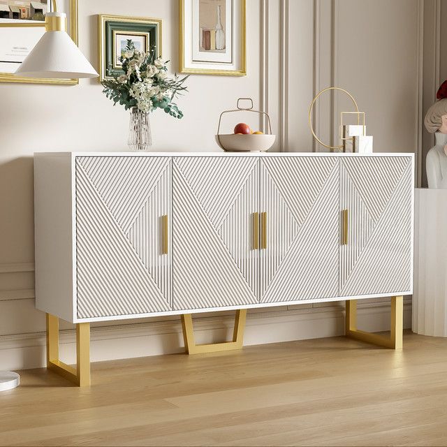 Modernes Sideboard Rbefeuly in Weiß und Elfenbein mit 4 Türen und einer Breite von 150 cm - Bild 1