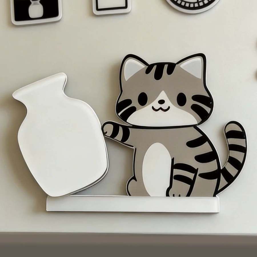 Alloet Haustier-Gedenkdekoration aus Acryl: Katzenwimpern-Halter, Vase und Kühlschrankmagnet in Mehrfarbig - Bild 3