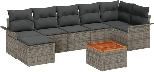 vidaXL Gartensofa-Set aus Poly-Rattan mit integriertem Speicher, 8-teilig, Grau - Bild 1