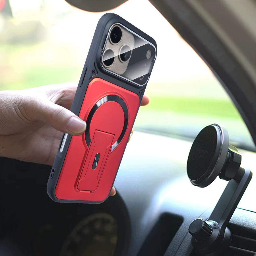 szHAIyu Magnetische MagSafe Handyhülle für iPhone 11 bis 17 Pro Max mit Kamerahalterung und stoßfester Hartschale in Orange - Bild 4