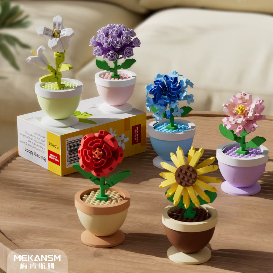 DBPALY Micro Bausteine Blumen Set Sonnenblume und Rose als Tischdekoration für Kinder in Multicolor - Bild 3