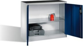 C+P Werkzeug-Beistellschrank mit Drehtüren und 1 Boden, Korpus Lichtgrau und Front Enzianblau, H: 100 cm, B: 120 cm, T: 50 cm - Bild 1