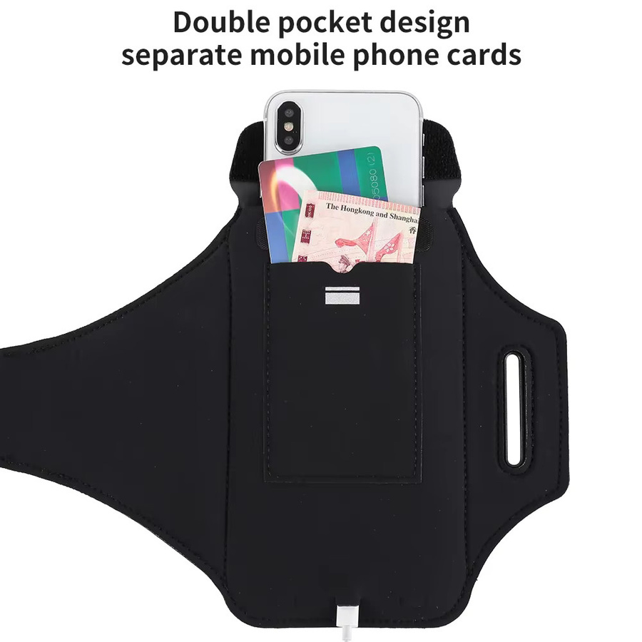 HAISSKY Sportarmbinde mit Reißverschluss für iPhone 17 16 15 14 13 Pro Max und 16 Plus in Schwarz - Bild 3