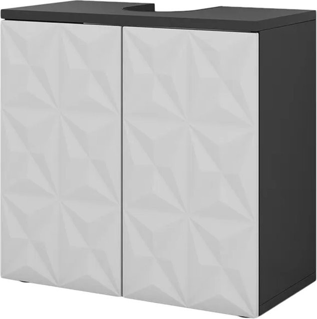Vicco Waschtischunterschrank Edge Badezimmer Schrank in Schwarz Weiß mit 2 Türen B/T: 60 x 57 cm - Bild 2