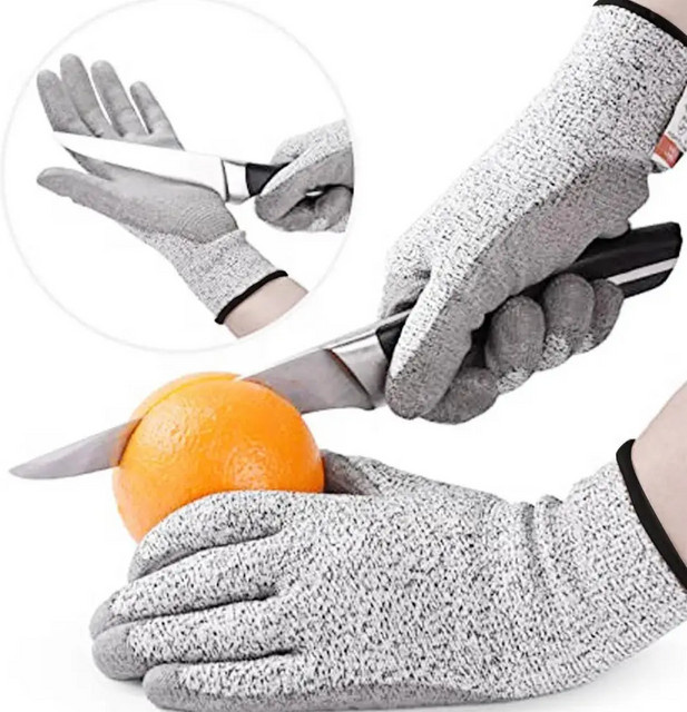 QHSPE Hitzebeständige Küchenhandschuhe mit 5 Schneideebenen in Grau - Bild 1