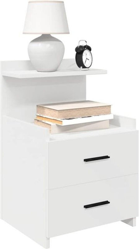 Vidaxl Nachttisch Modern mit 2 Schubladen aus Holzwerkstoff in Weiß, B: 40 cm, T: 36,5 cm, H: 62 cm - Bild 1