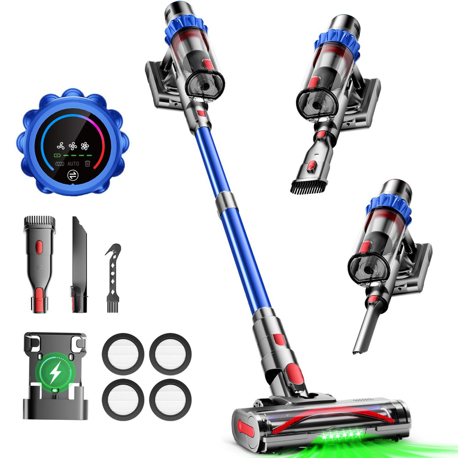 Authmic Akku Staubsauger kabellos mit 80000Pa Saugkraft, 70 Min. Laufzeit, LED Display, Anti-Tangle Funktion und 10-in-1 Handstaubsauger mit 2L Behälter - Bild 1