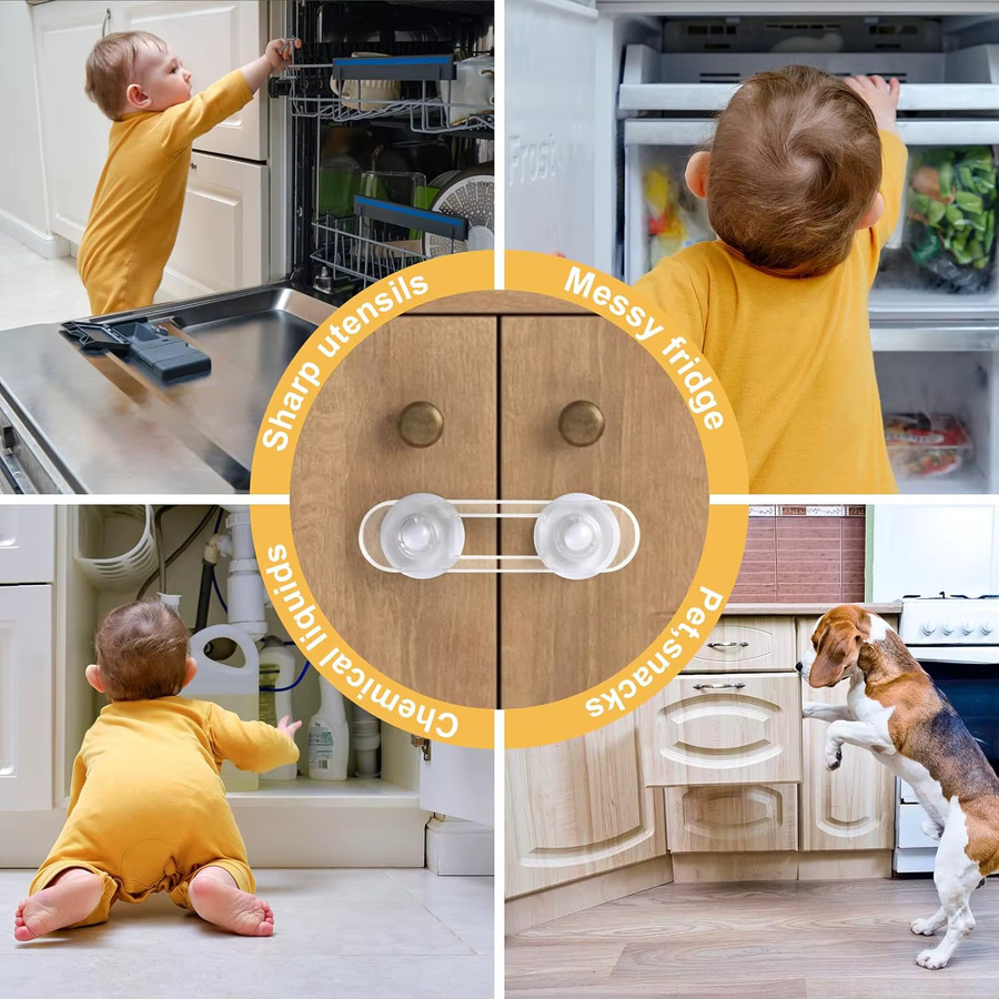 DHDH Multifunktionale Kindersicherung im Multipack, transparent, geeignet für Schränke, Schubladen, Kleiderschränke, Öfen und Kühlschränke - Bild 4