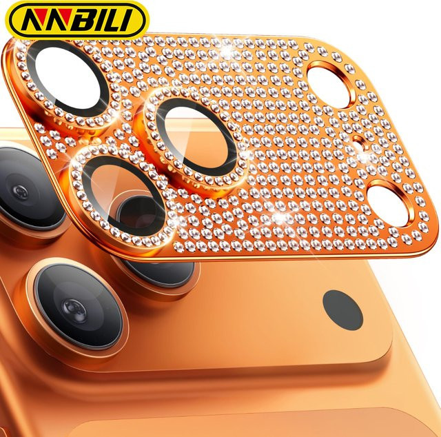 NNBILI Kameralinsen-Schutz aus gehärtetem Glas für iPhone 17 16 15 14 13 12 11 Pro Max 16e in Blau und Gold mit Blendschutz und Kratzschutz - Bild 1