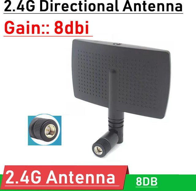 2,4 GHz WLAN-Antenne mit 8 dBi Verstärkung und SMA-Anschluss für WLAN-Router und Bluetooth in Schwarz - Bild 1