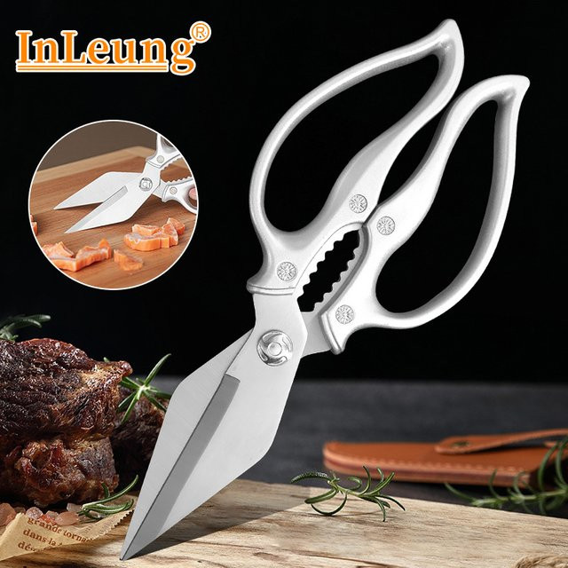 InLeung Multifunktions-Küchenschere aus Edelstahl in Silber für Fleisch, Geflügel und Gemüse - Bild 1