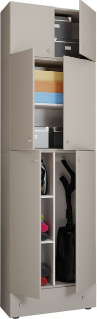 VCM Besenschrank Lona Mehrzweckschrank mit Aufsatz und Schublade Grau Weiß H x B x T: 240 x 70 x 39 cm - Bild 1