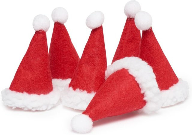 VBS Weihnachtsmützen aus Polyester, 6 Stück, rot-weiß - Bild 1