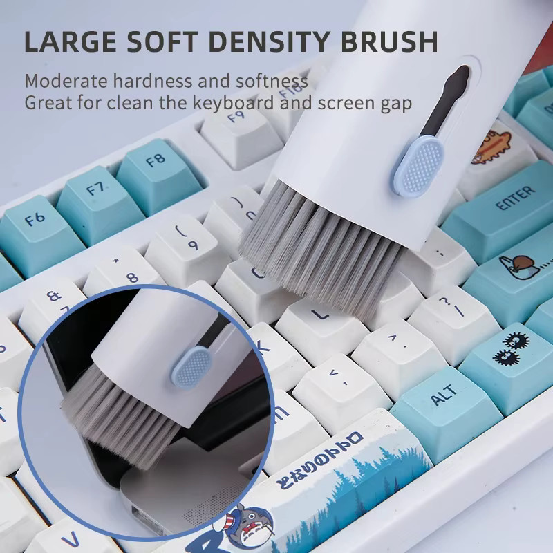 7-in-1 Tastatur-Reinigungsset mit Kopfhörer-Reinigungsbürste für AirPods, Computer, Tablet, Laptop, TV, Bildschirm und Handy in Grau und Weiß - Bild 3