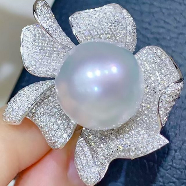 Huitan Damenring, Silber, Perle, Zirkonia - Bild 1