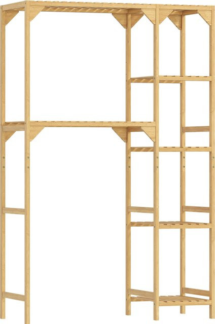 HOMCOM Waschmaschinenregal aus Bambus mit 7 Ebenen und umkehrbaren Ablagen, Badezimmerregal für Waschküche, Natur/Beige/Braun - Bild 1