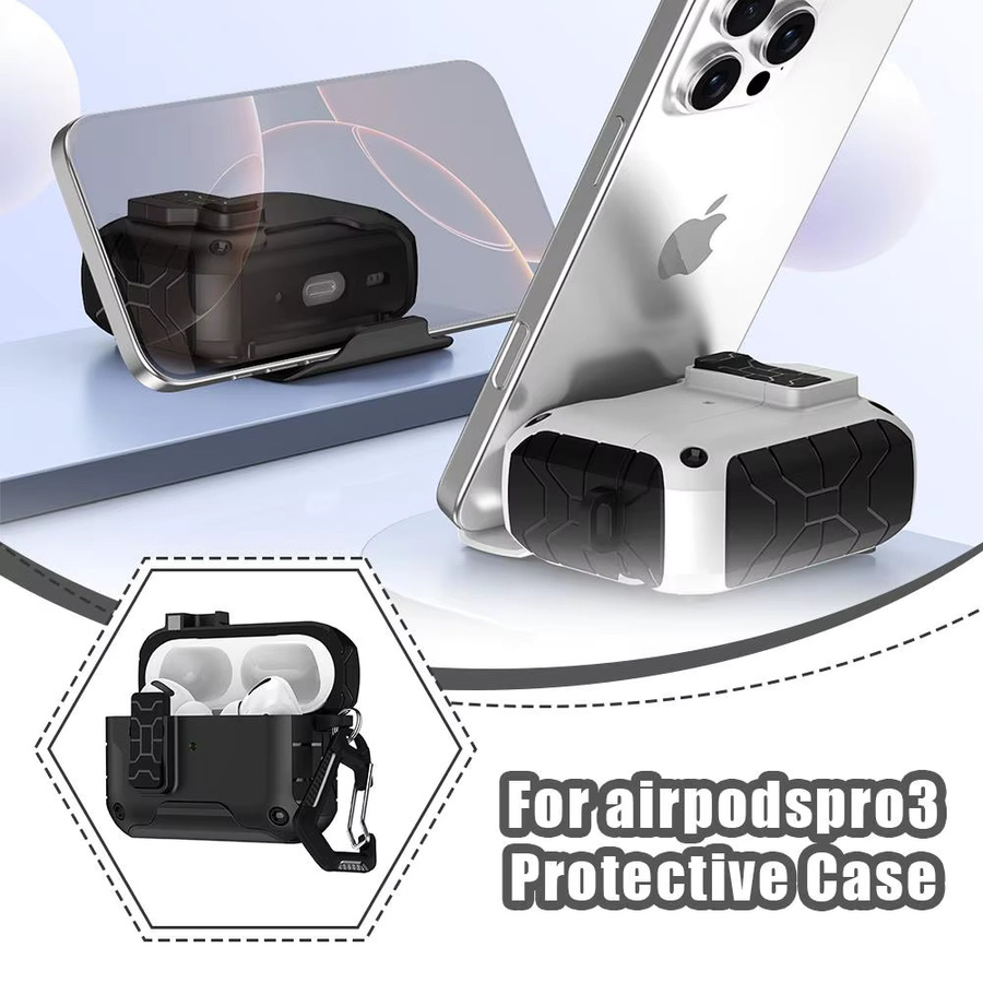 Schutzhülle für Apple AirPods Pro 3 aus TPU und PC mit hochklappbarem Deckel-Design - Bild 3