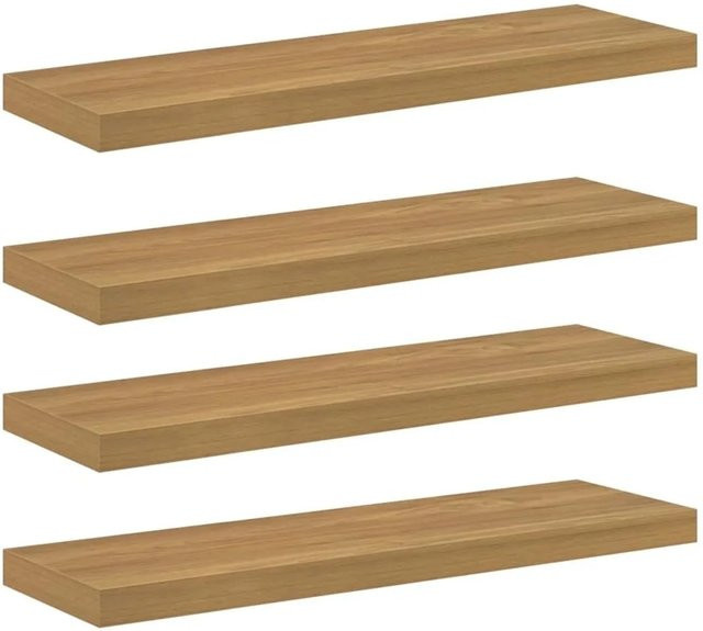 vidaXL Wandregal Set aus Holzwerkstoff in Braun, 4 Stück, B: 90 cm, T: 23,5 cm, H: 4 cm - Bild 1
