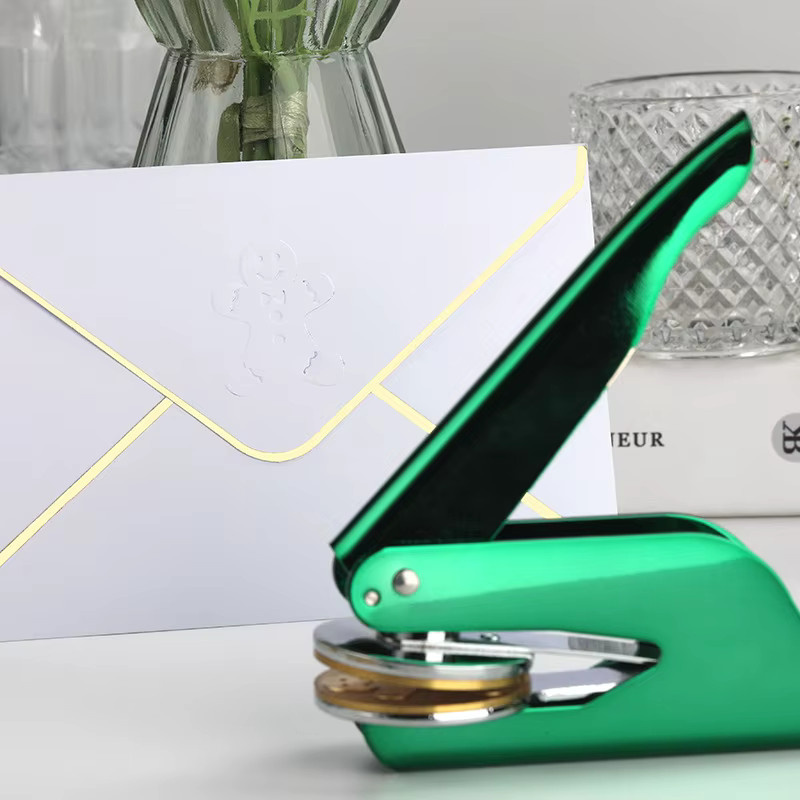 Personalisierte Embosser-Stempel in Gold für DIY-Buchgestaltung, Bibliotheken und Kartenhandwerk in runder oder rechteckiger Form - Bild 2
