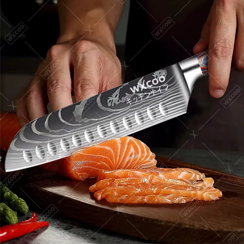 WXCOO Professionelles Japanisches Santoku Chefmesser mit Geschenkbox für Obst und Gemüse - Bild 2