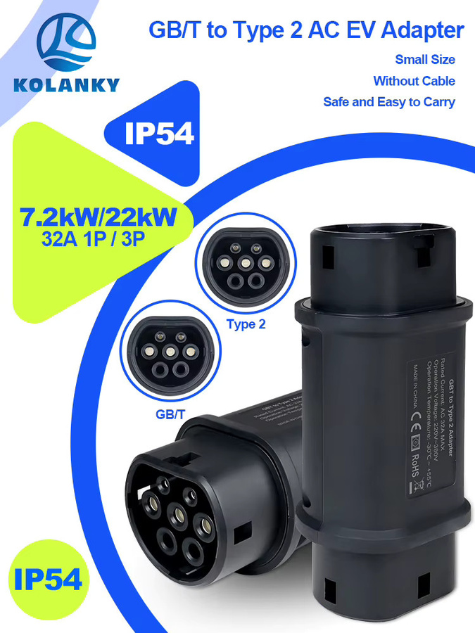 Kolanky GBT auf Typ 2 EV-Adapter, 32 A 7,2 kW, Farbe: Schwarz - Bild 7