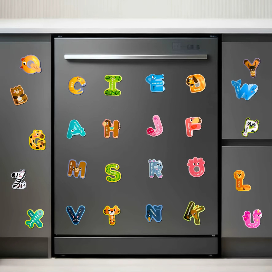 Magnetische Buchstabenfliesen mit 26 Großbuchstaben in Multicolour aus Kunststoff für Kühlschrank, Büro oder Tafel - Bild 2