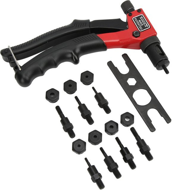 Kkmoon Hand-Nietmuttern-Kit mit manuellem Nietwerkzeug für Metall, Set mit M3 M4 M5 M6, Farbe: Rot - Bild 1