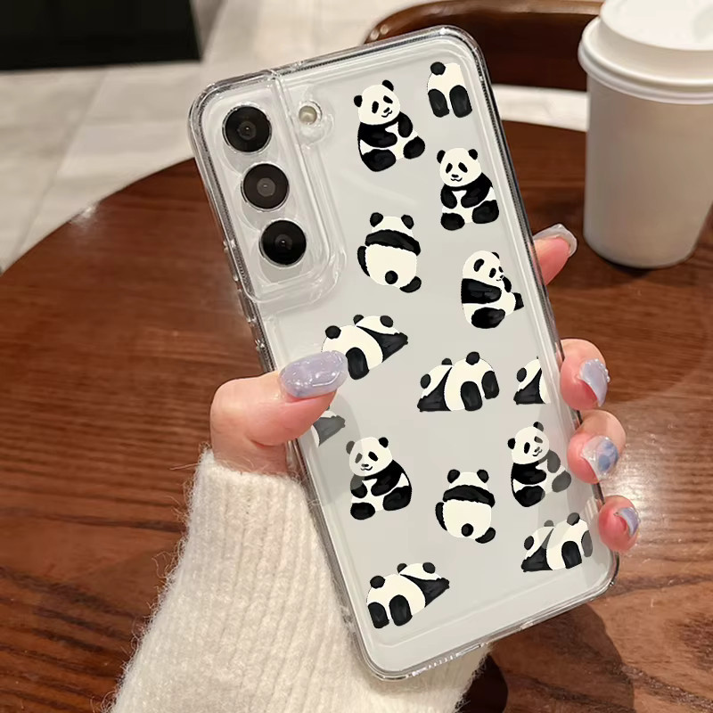 Transparente Silikonhülle mit Panda-Muster für Samsung Galaxy S25 S24 S23 Ultra S24 FE S22 Plus A15 A55 A54 A56 A34 A36 A25 A26 A14 - Bild 4