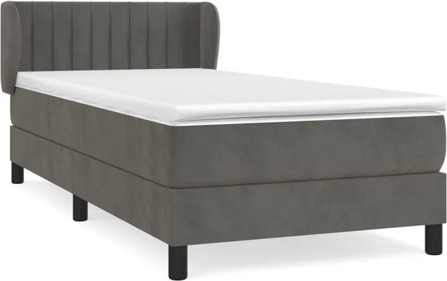 vidaXL Boxspringbett mit Matratze Dunkelgrau Samt B/T/H: 90 x 200 x 88 cm - Bild 1